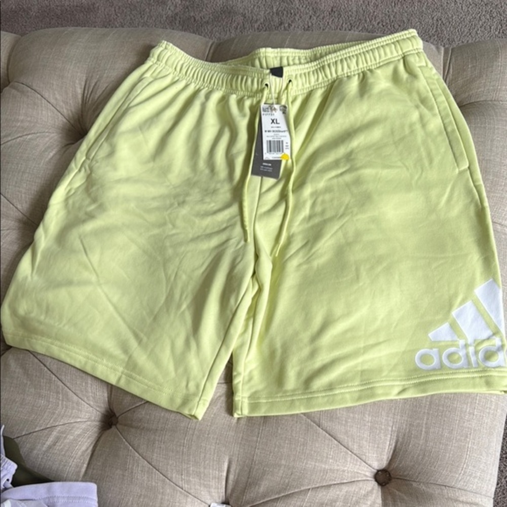 Adidas Yellow Athletic Shorts Lightweight Elastic Waist